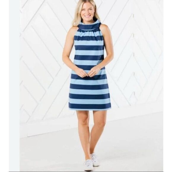 Sail to Sable Dresses & Skirts - Sail To Sable Womens Striped Sleeveless Cowl‎ Shift Dress Navy White Large NWT